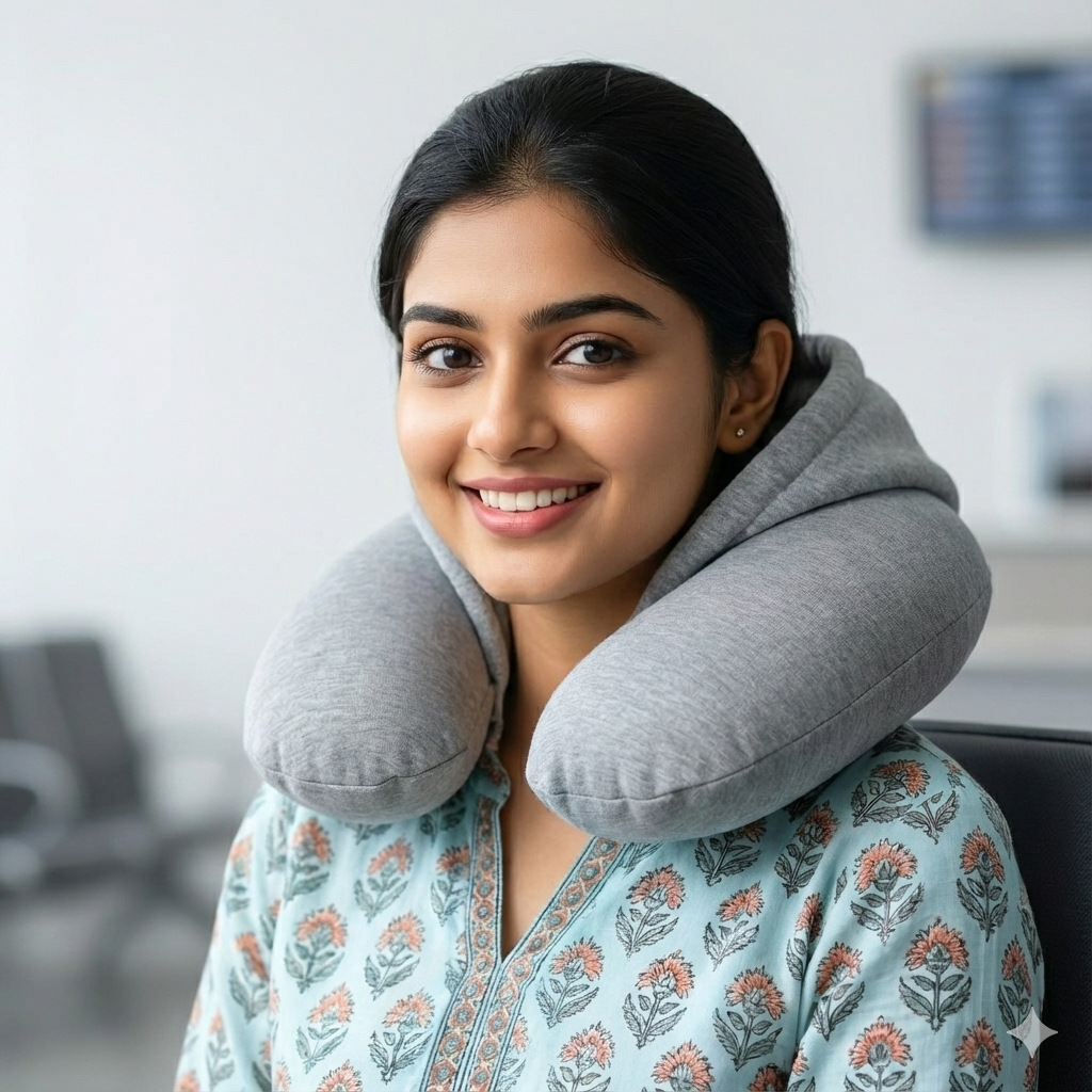 Outdro Hooded Travel Pillow: Sleep Peacefully Anywhere, Even on Crowded Buses & Flights