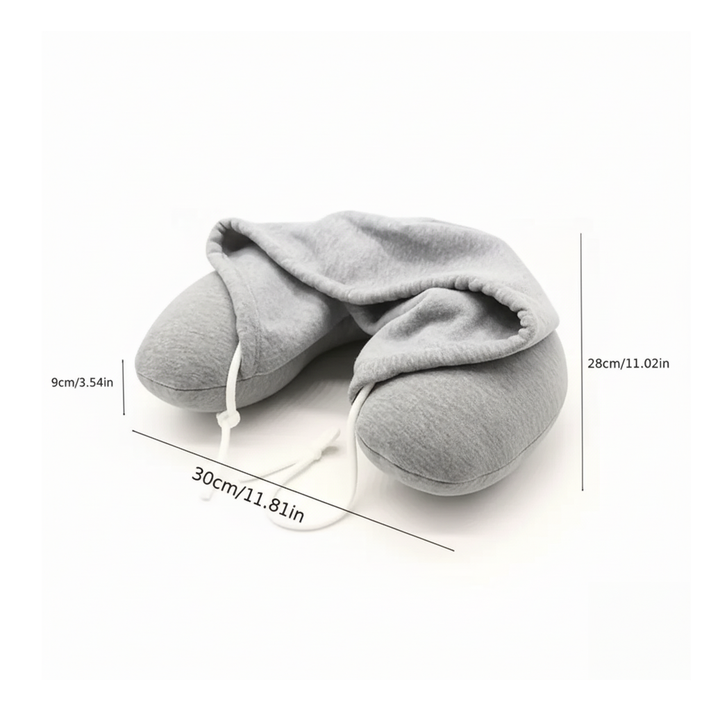 Outdro Hooded Travel Pillow: Sleep Peacefully Anywhere, Even on Crowded Buses & Flights