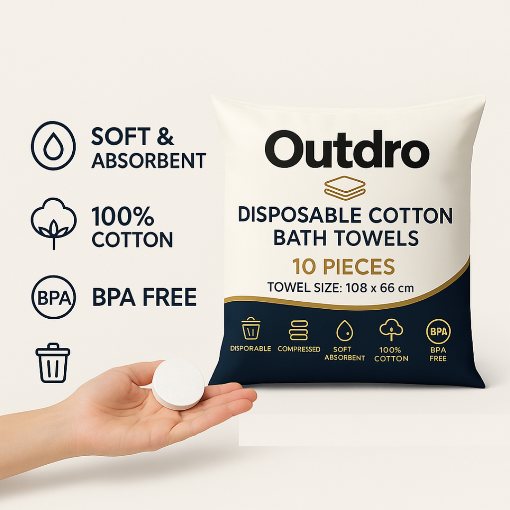 Compressed Tablet Towels – 100% Pure Cotton | Ultra-Portable, Biodegradable, Super Absorbent Travel Towels (Set of 10)